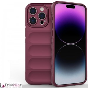 Magic Shield guminis dėklas su kameros apsauga - bordo spalvos (Apple Iphone 15 Pro Max)
